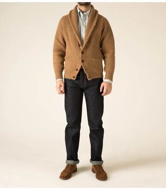 Beige Cardigan Outfits For Men: 