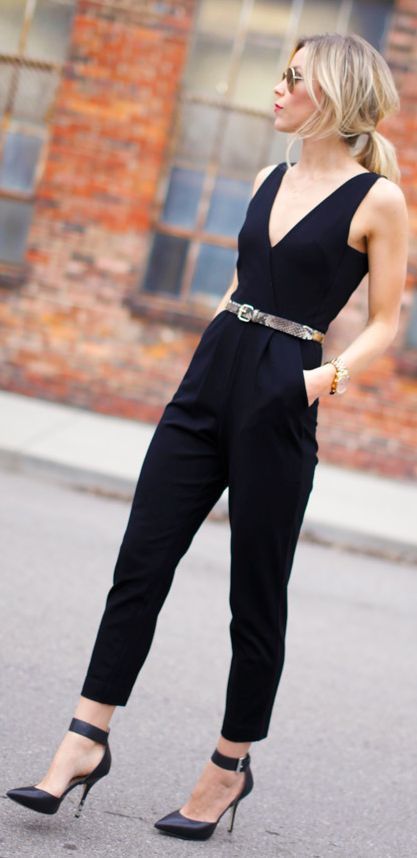 Give it Your All Jumpsuit with Leopard Belt - Black - ShopperBoard-sieuthinhanong.vn
