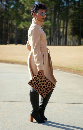 Tan Leopard Suede Clutch Outfits: 