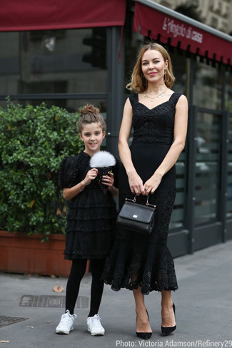 Sleeveless Embellished Lace Midi Dress Black