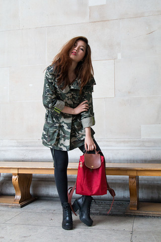 Dark Green Anorak with Skinny Jeans Outfits: 
