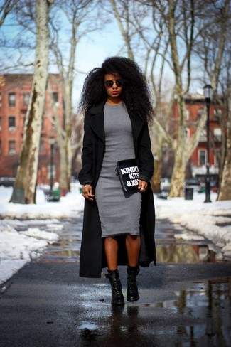 Grey Bodycon Dress Outfits: 