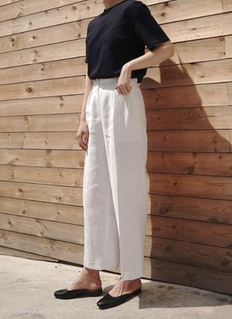 White Wide Leg Pants Outfits: 
