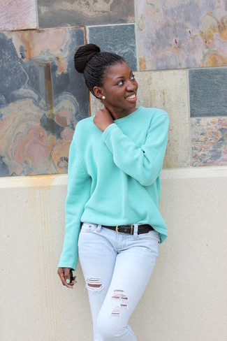 Mint Oversized Sweater Outfits: 