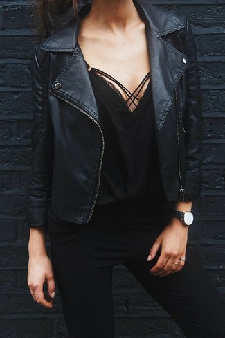 Black Lace Tank with Jacket Outfits For Women (3 ideas & outfits)