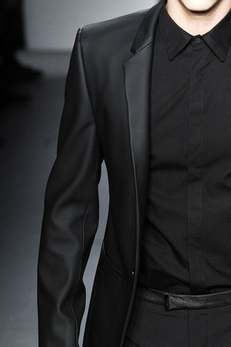 Black Leather Suit Jacket