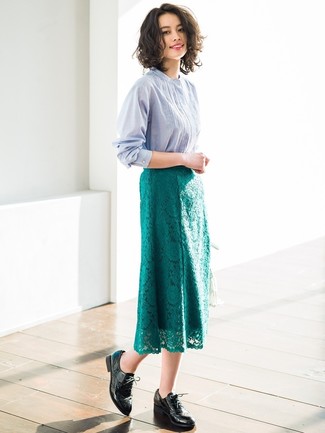 Green Lace Midi Skirt Outfits: 