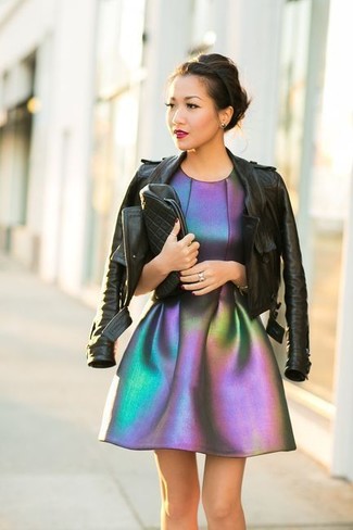 Silver Fit and Flare Dress Chill Weather Outfits: 