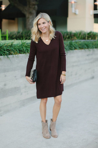 Burgundy Sweater Dress Outfits: 