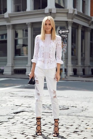 White Ripped Boyfriend Jeans Outfits: 