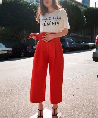 Red Culottes Outfits: 