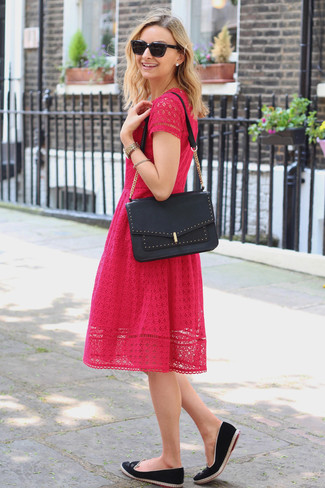 Red Lace Midi Dress Outfits: 