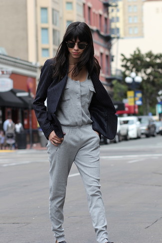 Grey Jumpsuit Outfits: 