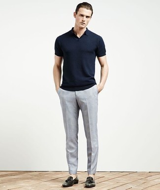 Light Blue Check Chinos Outfits: 