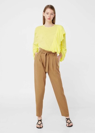 Yellow Long Sleeve Blouse Outfits: 