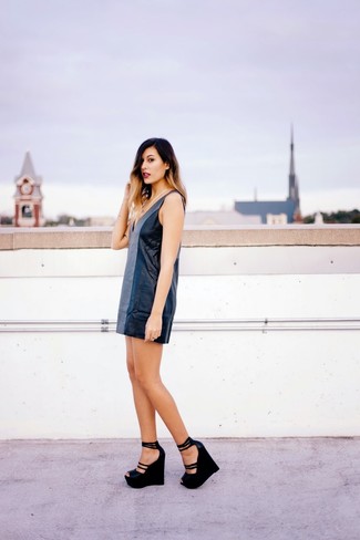 Black Leather Tank Dress Outfits: 