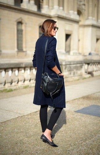Black Leather Loafers Outfits For Women: 