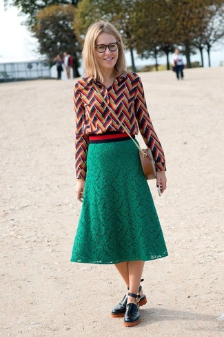 Green Lace Midi Skirt Outfits: 