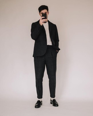 Black Loafers with Suit Outfits: 