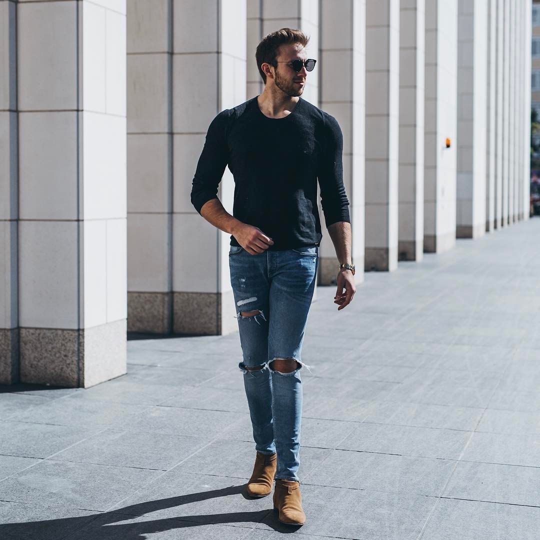 Male Black Shirts Black Jeans White Stock Photo 1500302492 | Shutterstock