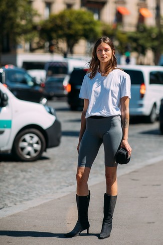 Grey Bike Shorts Outfits: 