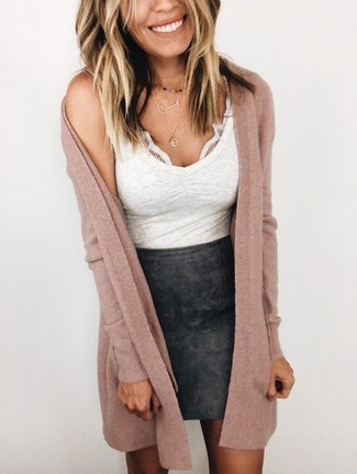 Pink Long Cardigan Outfits: 