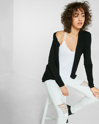 Le Color Rip Skinny Distressed Jeans Blanc De Blancs