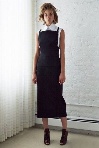 Black Denim Overall Dress