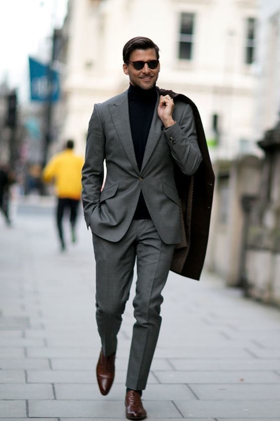 Johannes Huebl wearing Black Overcoat, Grey Suit, | Men's Fashion