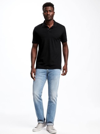 Black Concealed Placket Polo