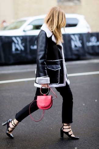 Black Cutout Leather Pumps Outfits: 