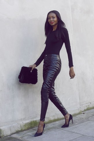 Black Fur Clutch Dressy Outfits: 