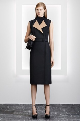 Black Sleeveless Coat Dressy Outfits: 