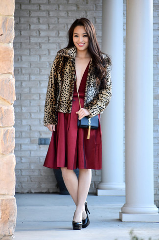 Tan Leopard Fur Jacket Outfits: 