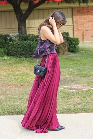 Hot Pink Maxi Skirt Outfits: 