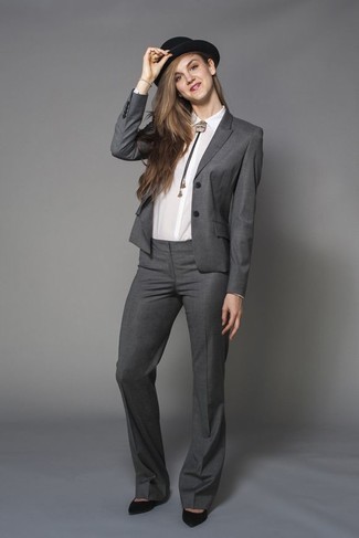 Charcoal Suit Outfits For Women: 