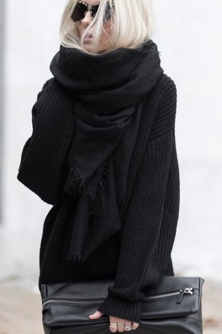 Black Scarf Outfits For Women: 