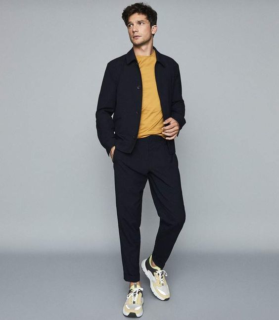 Black blazer with outlet yellow shirt