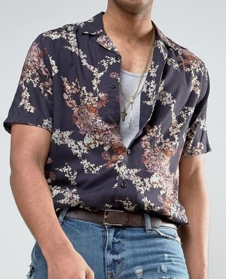 Danny Floral Short Sleeve Button Up Camp Shirt In Black At Nordstrom