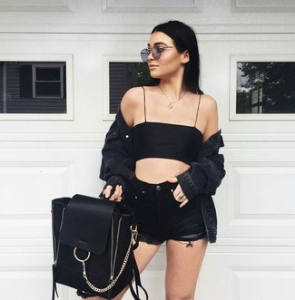 Black Suede Backpack Outfits For Women: 