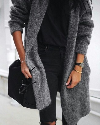 Grey Open Cardigan Outfits For Women: 