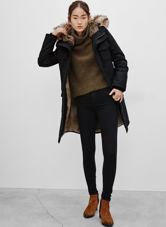 Brown Suede Chelsea Boots Outfits For Women: 