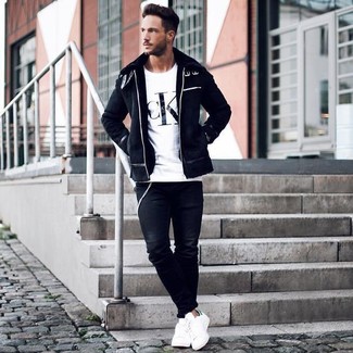 Black Shearling Jacket Outfits For Men: 
