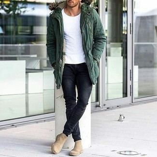 Green Parka Outfits For Men: 