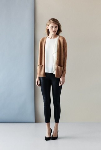 Beige Open Cardigan Outfits For Women: 