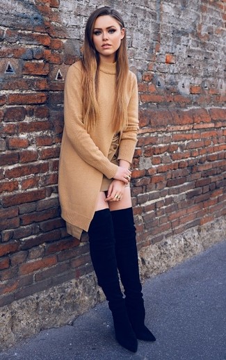Tan Knit Tunic Outfits: 