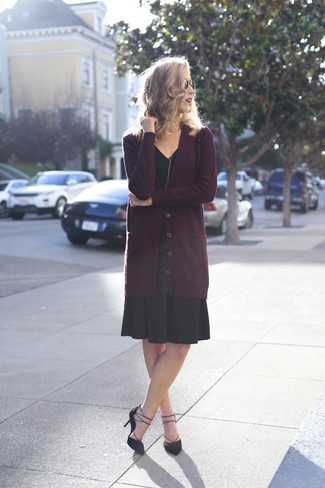 Dark Purple Cardigan Outfits For Women: 