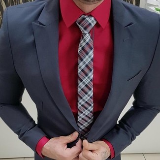Burgundy Dress Shirt Outfits For Men: A burgundy dress shirt and a black suit are absolute must-haves if you're piecing together an elegant wardrobe that matches up to the highest menswear standards.