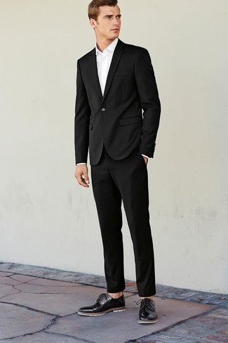 Boss Johnstons Lennon Tonal Grid Slim Fit Basic Suit Black