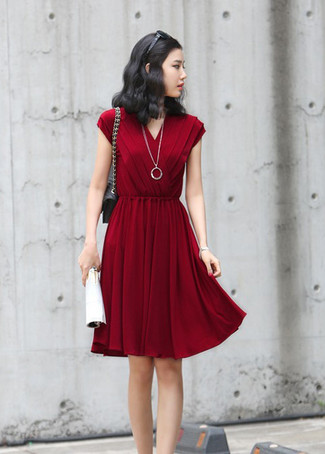 Burgundy Casual Dress Outfits: 